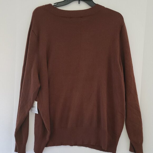 PLUS SIZE RETROLOGY TOSSED LEAF CREWNECK SWEATER| CHOCOLATE FONDANT COMBO |SZ 2X - Picture 6 of 10